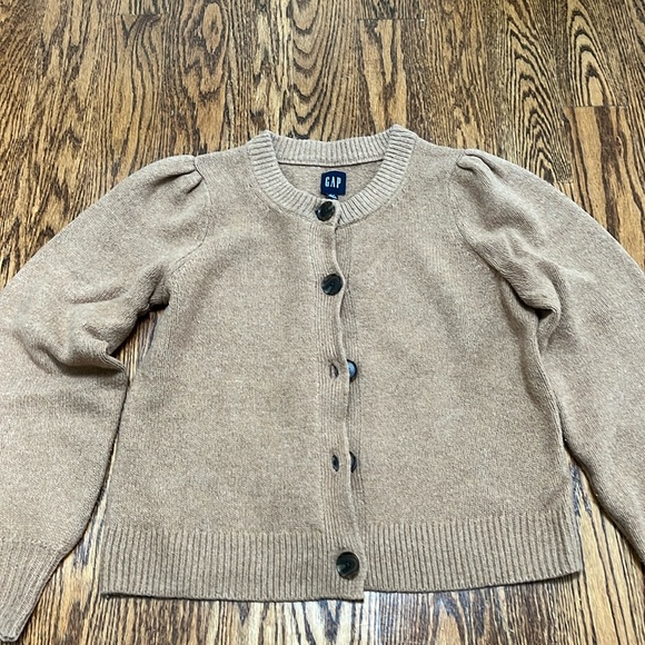 Caramel puffed shoulder cardigan - Picture 1 of 6